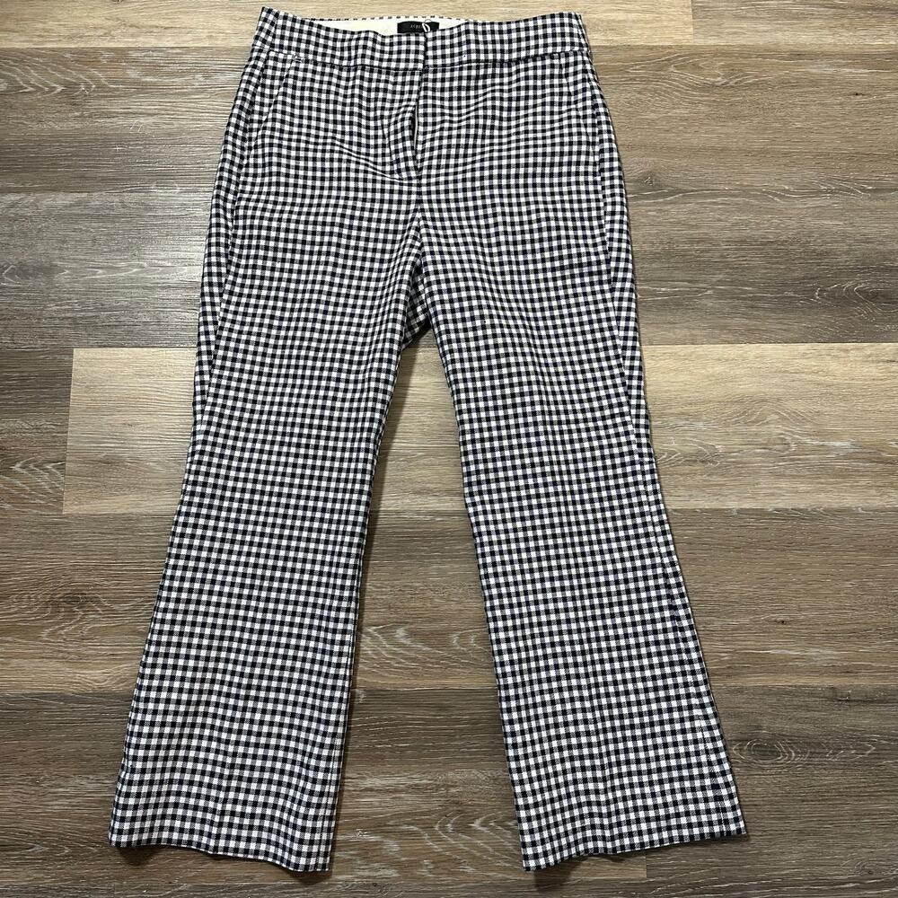 J.Crew Hayden Kickout Crop Pants 4 Navy Gingham NWT